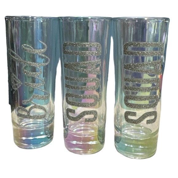 Bachelorette shot glasses set NEW‎ sparkle hologram glass set of 3 party time - Picture 1 of 4